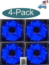 4-Pack: NEW Enermax 90mm x 25mm Blue LED 3-pin 12V PC Case Cooling Fan + Screws