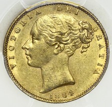 QUEEN VICTORIA 1864 GOLD SOVEREIGN AU58