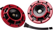 Red 12V/430Hz Disc Car Horn - High Tone/Low Tone - High Tone/Low Tone
