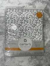 Carter's Woven Baby Crib Sheet Grey Pink Cheetah Leopard 100 Cotton 2014 New