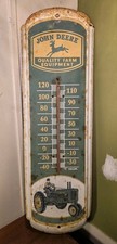 John Deere Tin Metal Thermometer Vintage Advertising Sign Tractor Implement