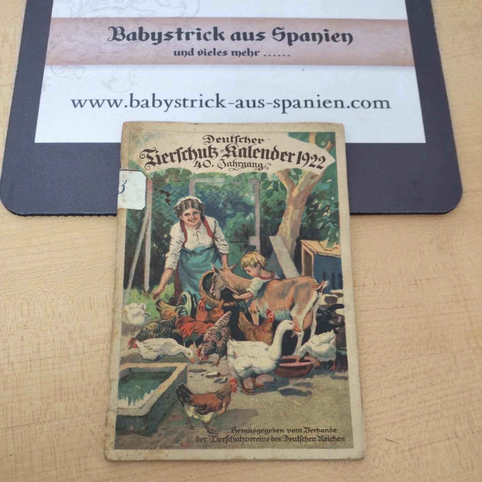 ORIGINAL Tierschutzkalender von 1922 alter Tierschutz Kalender des deutschen Re.