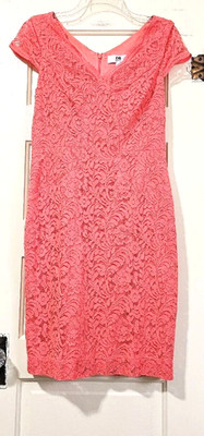 FLASH SALE!! Daniel Rainn DR Collection Lace Dress 10 Medium Coral Orange Lined