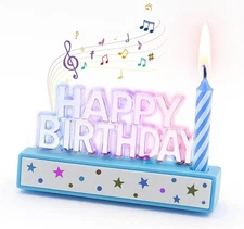 LED Musical Birthday Cake Candles - Flashing Lights & Happy Birthday Song with B
