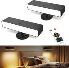 Rechargeable Battery Operated Wall Sconce Set of 2: Wireless Black Wall Lights B