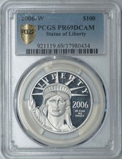 2006-W Proof Platinum Eagle 1 oz $100 PCGS PR69DCAM 1592.74 per troy oz