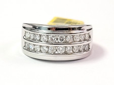 10k White Gold 1 CT Round Diamond Double Row Natural Men's Wedding Band