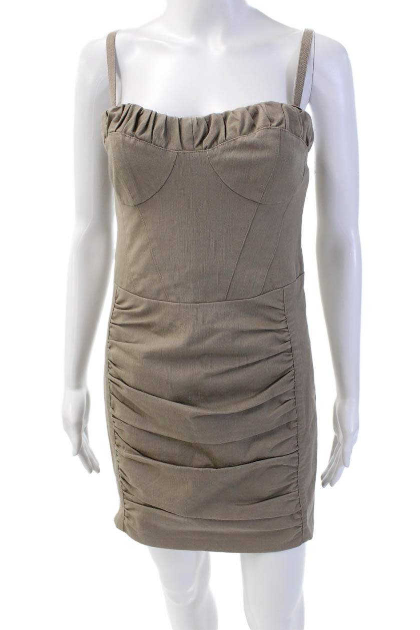 Nanette Lepore Womens Cotton Sleeveless Zippered Mini Dress Brown Size 2Free Shipping in US $100+ Orders | $6.95 Orders Below