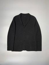 Prada Black Tab Logo Wool Knit Blazer Jacket Men  s Size 52