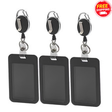 ID Card Holder Retractable Badge Reel Vertical Case Heavy Duty With Belt Clip