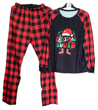 Christmas Squad Festive PYJAMAS Family Mum Size S Fit 10 12 Black Red
