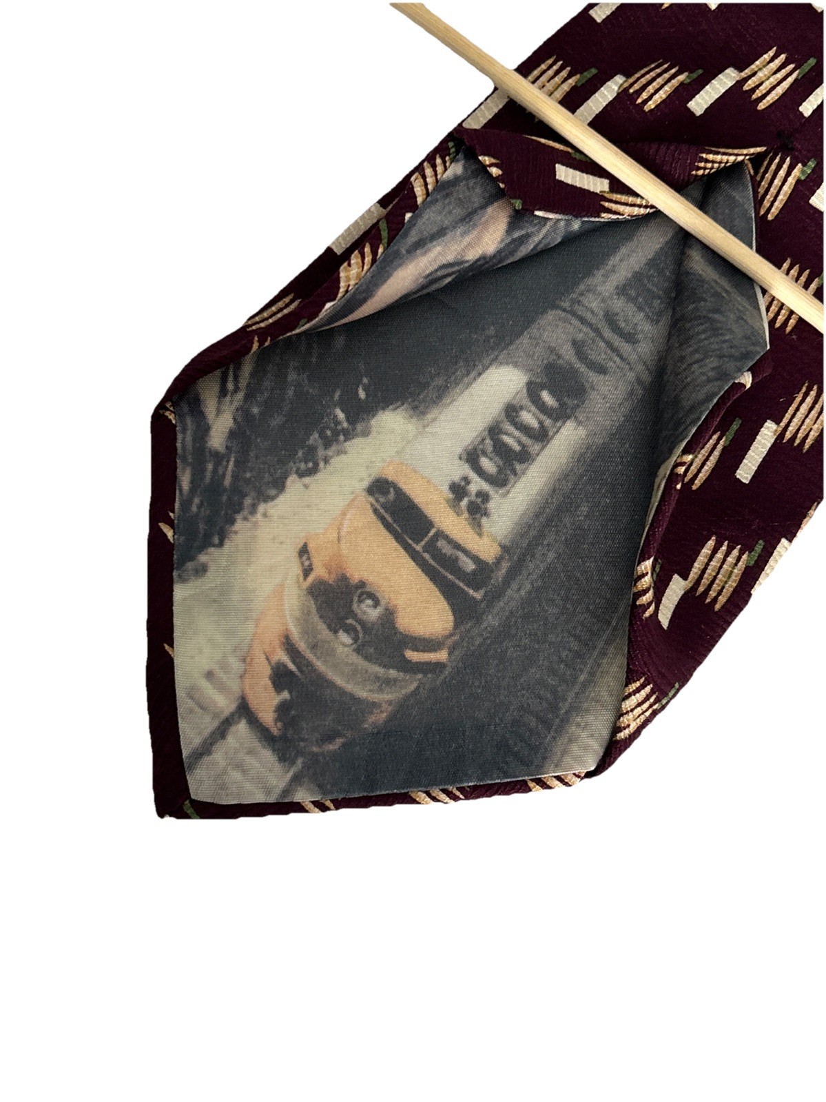 FOSSIL Maroon Beige Brown Patterned Train Peekabo… - image 2