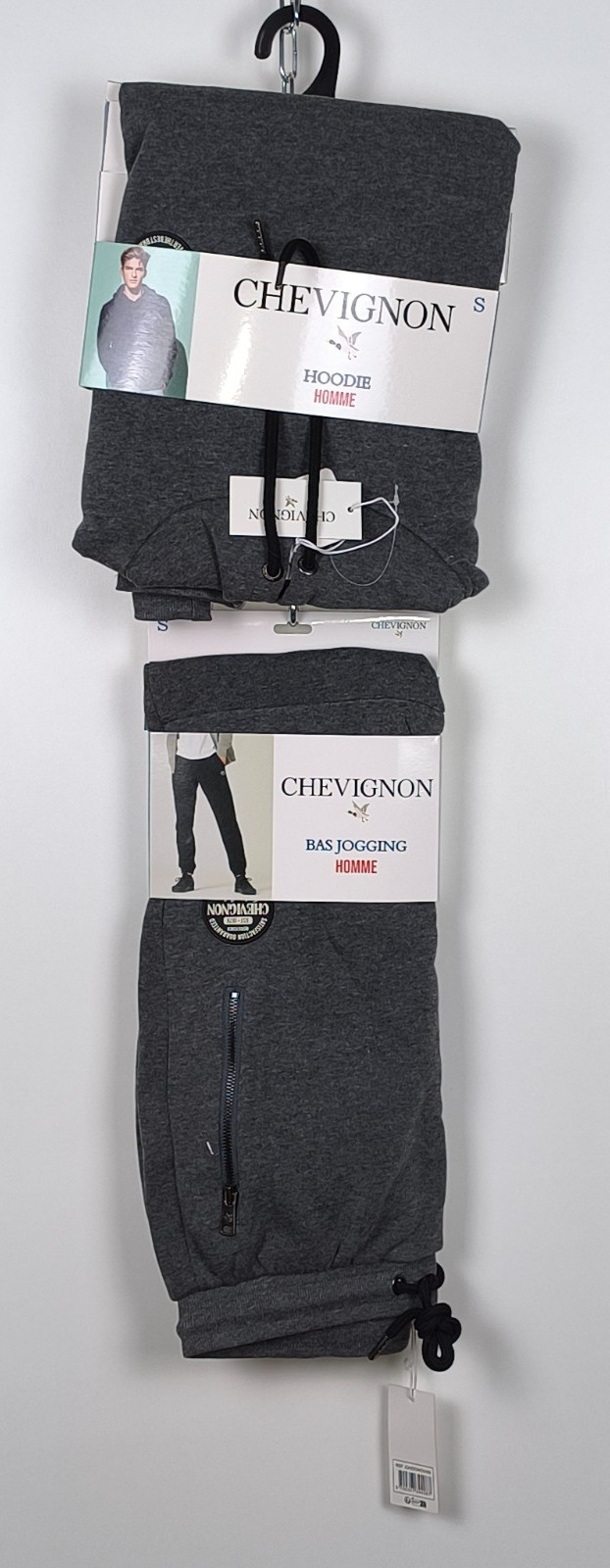 Chevignon Herren Jogginganzug Set Hoodie & Hose Dunkelgrau Größe S NEU image 8