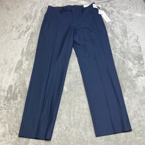 Calvin Klein Dress Pants Mens 30x30 Straight Leg Blue Flat Front Trousers