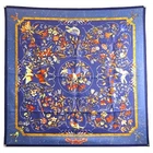 Hermes Scarf Stole PIERRES d' ORIENT et d' OCCIDENT Blue Silk Auth New Carre 90