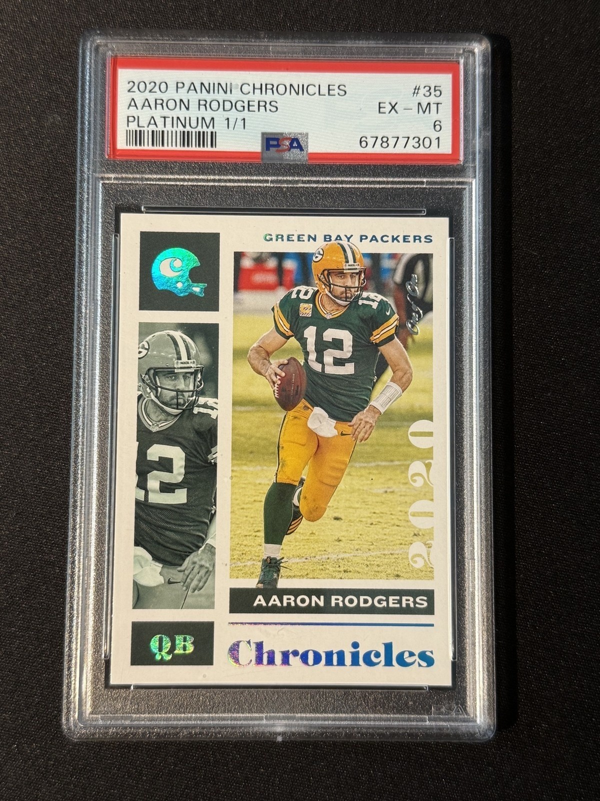 2020 Panini Chronicles Aaron Rodgers #35 Platinum 1/1 PSA Graded Packers