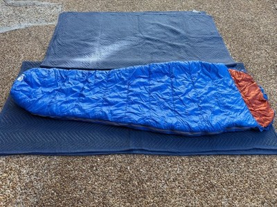 Vintage EMS Eastern Mountain Sports Down Sleeping Bag Blue Orange