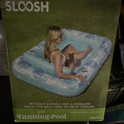 SLOOSH Inflatable Tanning Pool Blue 70'' Rectangle PVC w/ Repair Patch- New