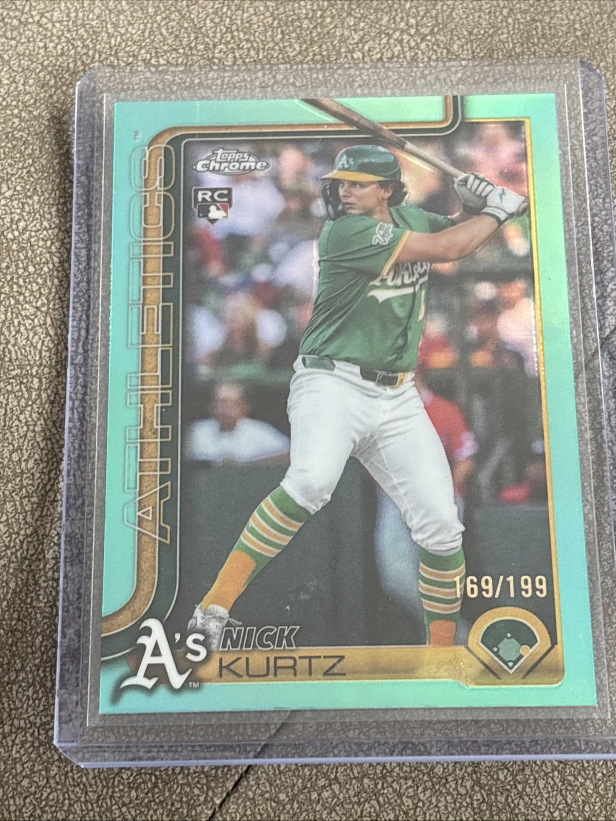 2025 Topps Chrome Update Nick Kurtz RC Aqua Refractor 169/199 USC178 A’s
