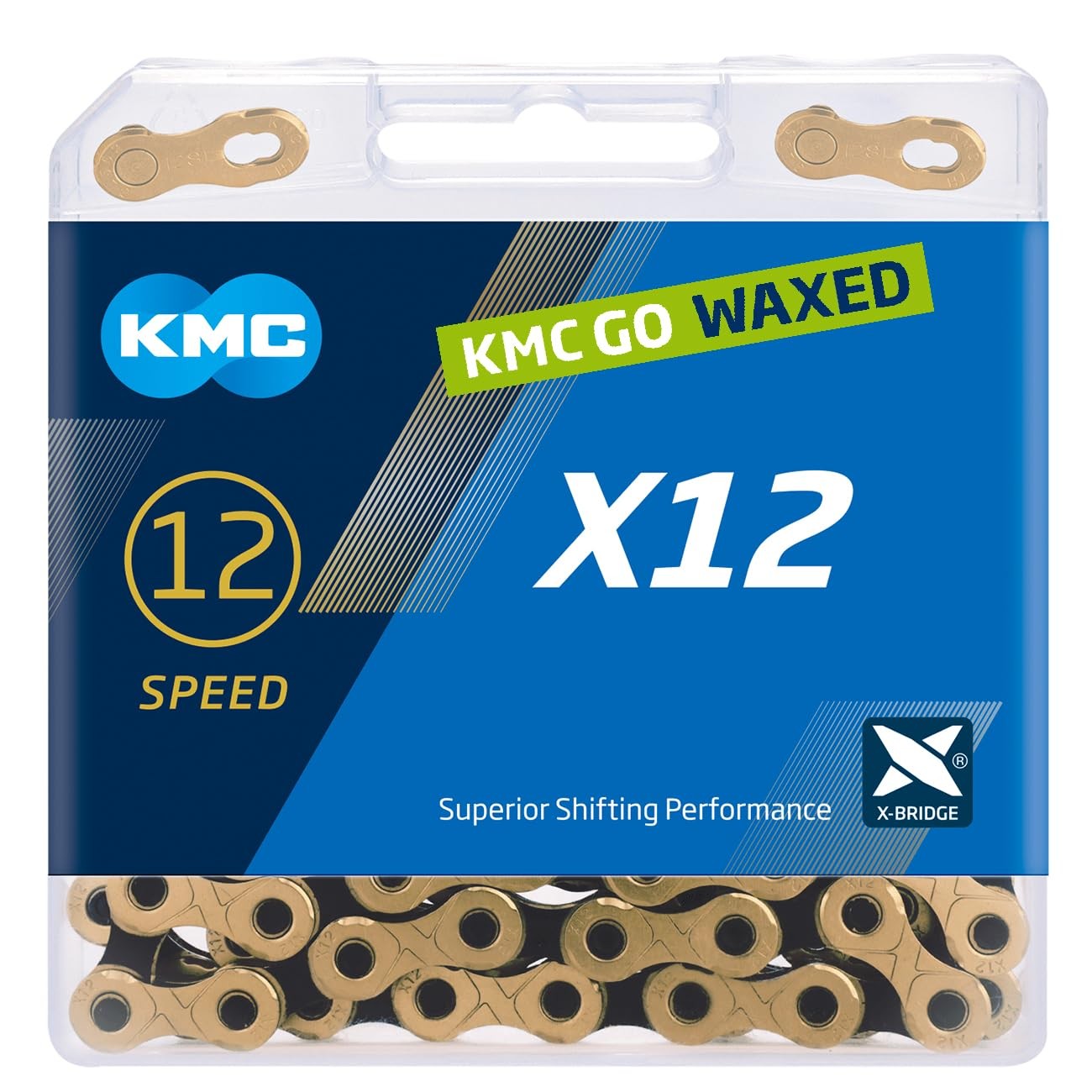 KMC X12 Ti-N Gold/Black Waxed 126L chain