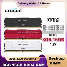 Crucial Ballistix 2666/3200/3600MHZ 8GB/16GB DDR4 RAM Desktop Memory DIMM Lot