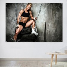 Bodybuilding Wall Art Canvas Print Fitness Poster Tapestry Banner Gym Decor Gift