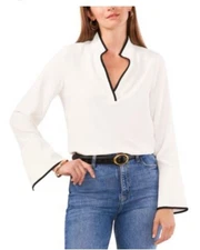 Vince Camuto V neck top with black piping L