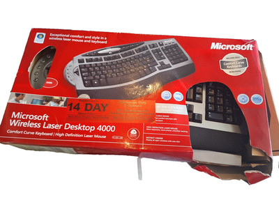 Microsoft Wireless Laser Desktop 4000 keyboard Mouse open Box *no dongle* AS IS