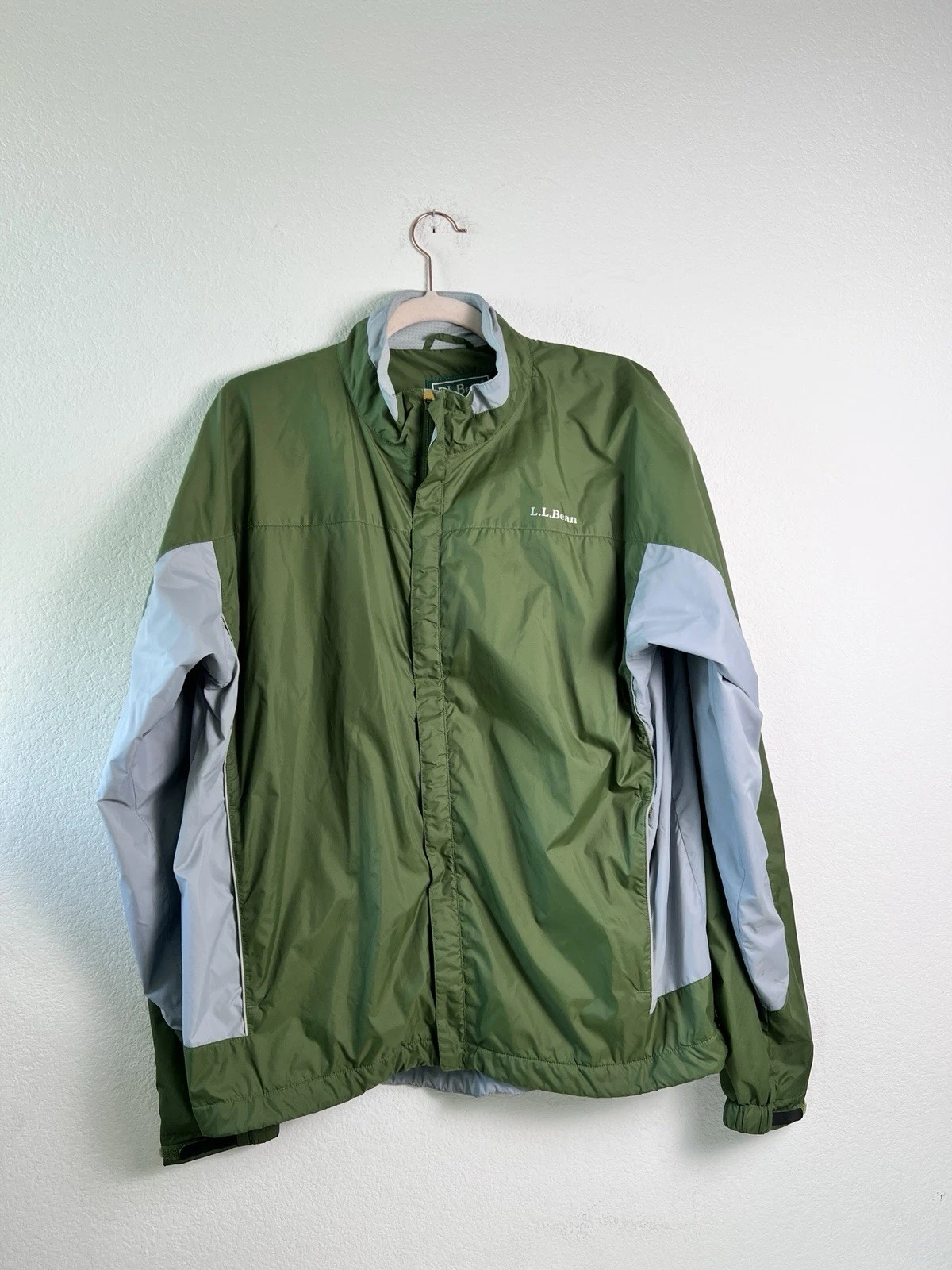 L.L. Bean Green Windbreaker Jacket Men’s Large Zip Front Lightweight OAKV9