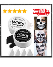 Black and White Face Paint 6pcs Halloween Makeup Kit, Professional Oil-Based Ful