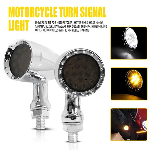 2x Motorcycle LED Bar End Turn Signals – Amber/White DRL – Fits 7/8" 22mm Handlebars – 12V