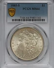1885‑S Morgan Silver Dollar $1 – PCGS MS64 – Gold Shield-San Francisco-Very nice