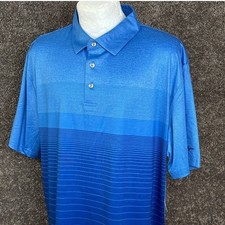 Ben Hogan Performance Mens Small Blue Striped Ombre Golf Polo Shirt Sun Protect