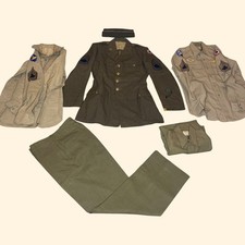 Vintage MINT US Army 1930s 40s Uniform Set WWII Jacket 39L Pant 31x33 Shirts Cap
