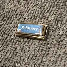 Neu Februar Session Double Gold italienischer Charm passt allen klassischen 9mm Armband