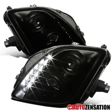 Fit 1997-2001 Honda Prelude Black Smoke LED Strip Projector Headlights Headlamps