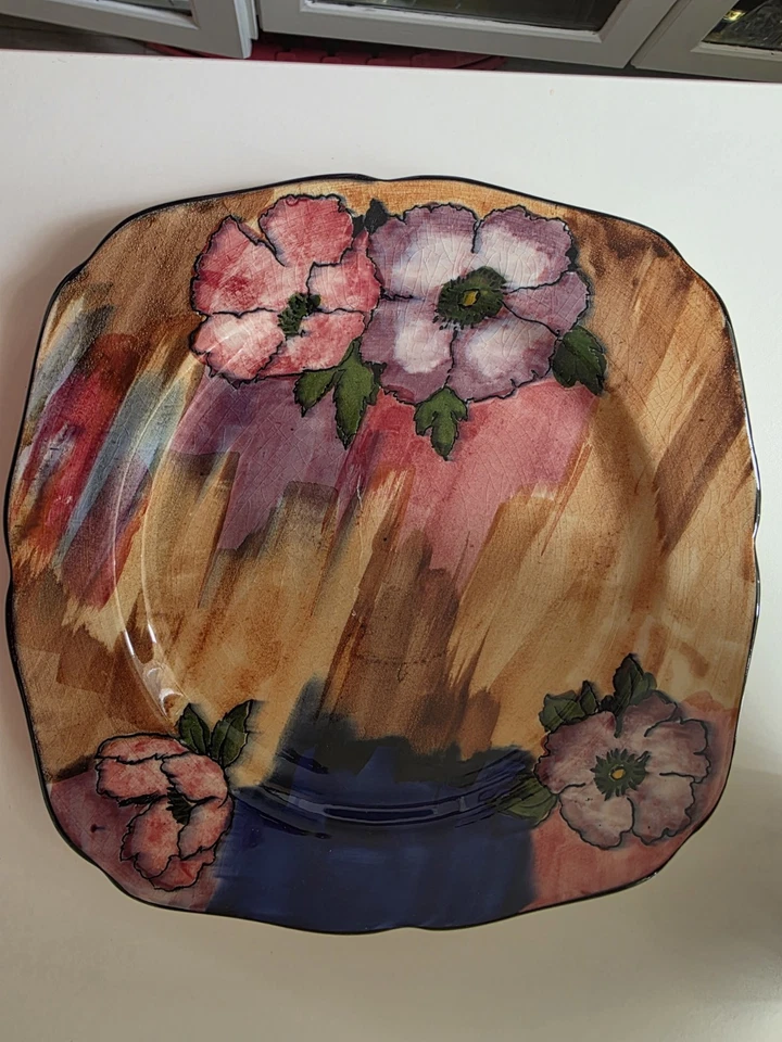 H K Tunstall Vintage Porcelain Planter Hand Painted Viola Pattern Plate Set - Image 4 of 4