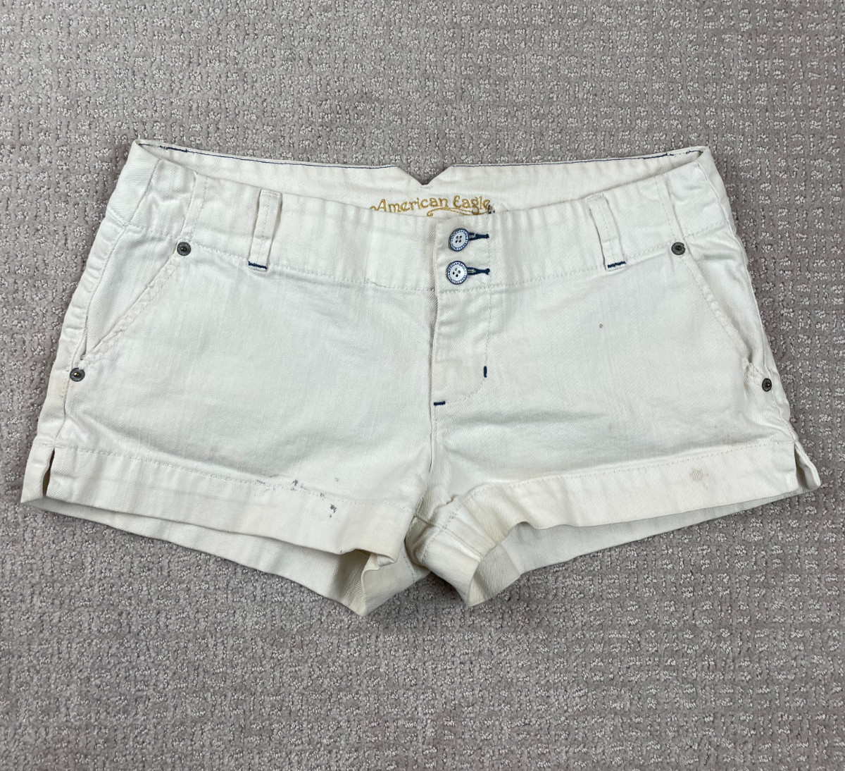 Vintage American Eagle Shorts Womens Size 10 Buckle Back Western White Denim