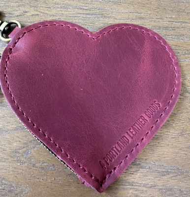 NEW Portland Leather Goods Heart Pouch Anemone Purse Flair Magenta