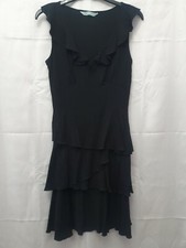TU Petite Slinky Frilled Mini Dress UK8 S 36 Sleeveless Little Black Dress Party