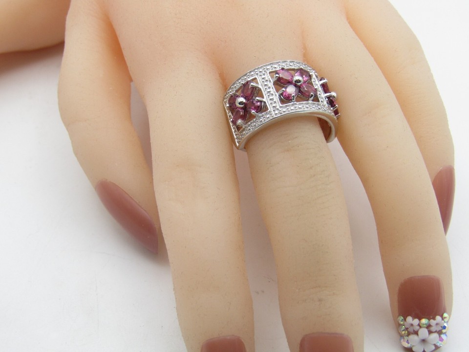 RASBERRY RHODOLITE STATEMENT RING Sterling Silver 925 NWT Size 9 RG13 ...