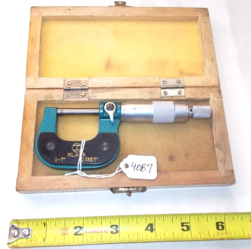 Micrometer, 0 - 1" (.0001") Carbide Faces, Spindle Lock, Ratchet Stop Micrometer