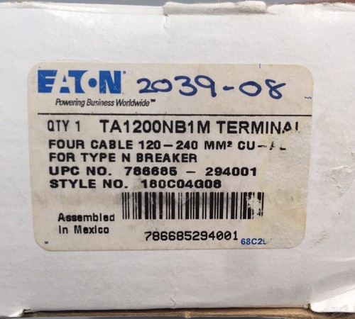 HOUSTON STOCK NEW EATON TA1200NB1M TERMINAL KIT TYPE N FREE 2 DAY AIR SHIPPING - Picture 8 of 9