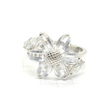 SIZE 6,8,9 CZ Gems Daisy FLOWER RING Beveled Gems .925 STERLING SILVER