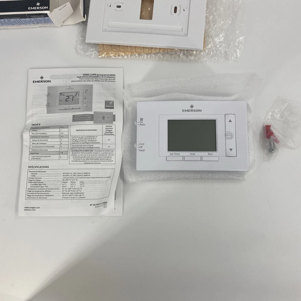 Emerson Programmable Thermostat 80 Series 1H 1C 7 Day 1F83C-11PR White Trim - Image 4 of 4