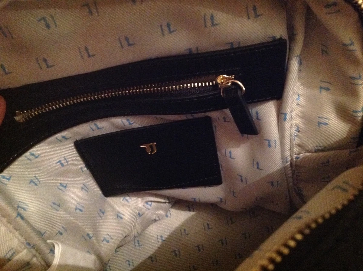 Trussardi Jeans Backpack black Rucksack Saffiano Leather