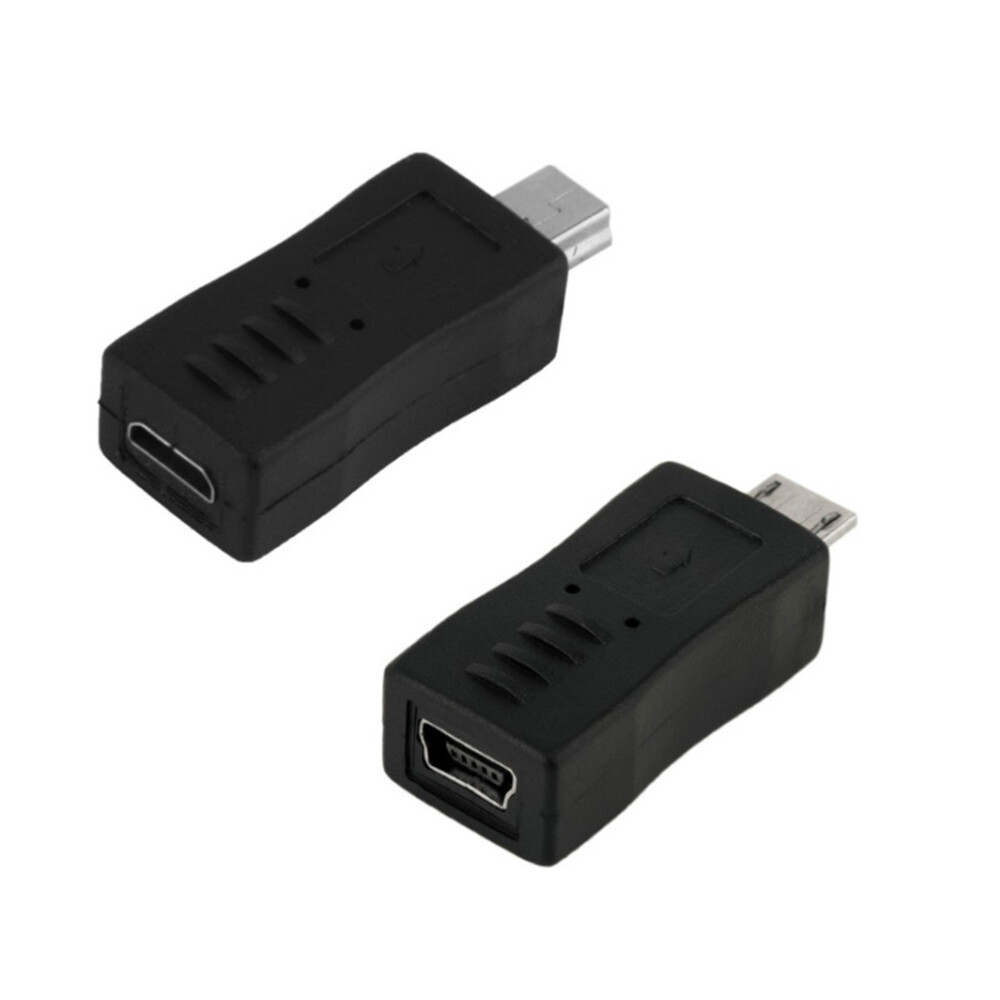 2Pcs Black USB Female to Male Adapter Charger Connector