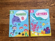 LOT OF 2 LETTERS /NUMBERS Learning Sticker Activity Books PRE-K/K OVER 80 STICK