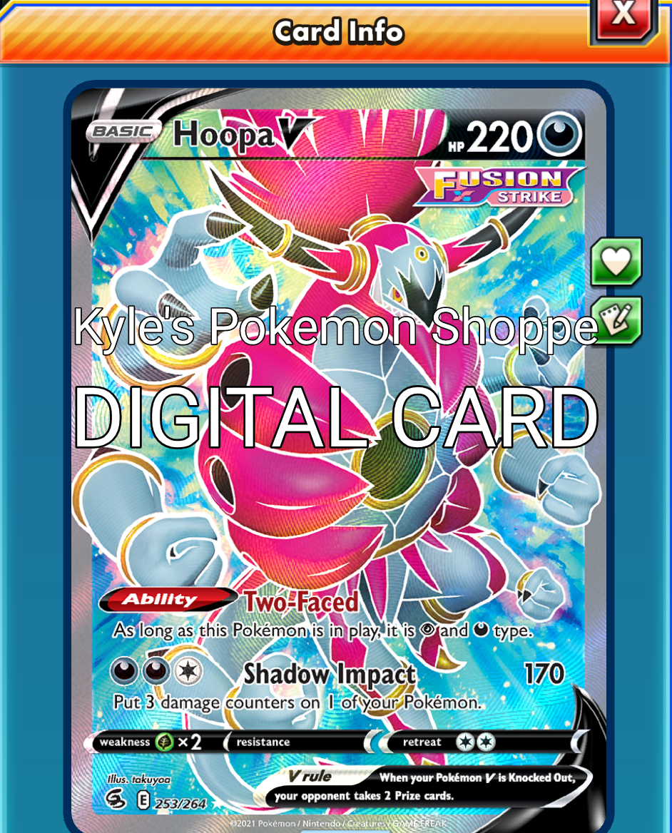 Hoopa V FULL ART Pokemon TCG Online PTCGO 253/264 DIGITAL CARD SENT FAST |  eBay