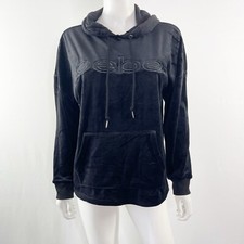 Bebe Black Velour Logo Embroidered Hoodie Y2K Womens M
